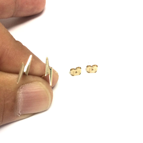 14k Yellow Gold Lighting Bold Stud Earrings