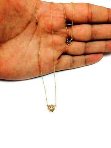 14K Yellow Gold Love Knot Pendant Necklace, 17"