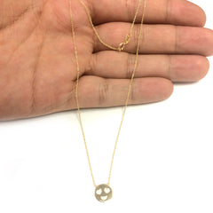 14K Yellow Gold Love Smiley Face Pendant Necklace, 16" To 18" Adjustable