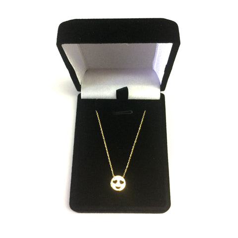 14K Yellow Gold Love Smiley Face Pendant Necklace, 16" To 18" Adjustable