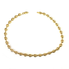 14K Yellow Gold Mariner Chain Anklet Bracelet, 10"