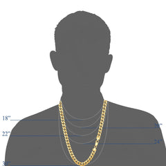 14k Yellow Gold Miami Cuban Link Chain Necklace, Width 6.9mm - JewelryAffairs