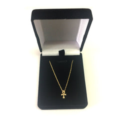 14K Yellow Gold Mini Ankh Cross Pendant Necklace, 16" To 18" Adjustable