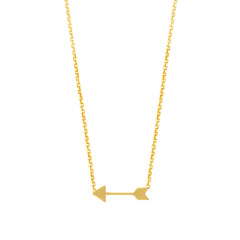 14K Yellow Gold Mini Arrow Pendant Necklace, 16" To 18" Adjustable