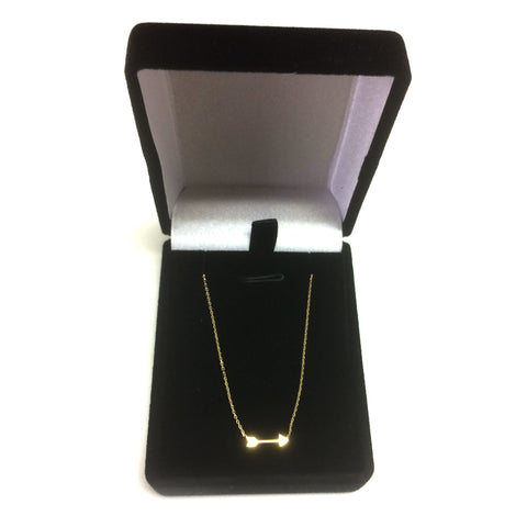 14K Yellow Gold Mini Arrow Pendant Necklace, 16" To 18" Adjustable