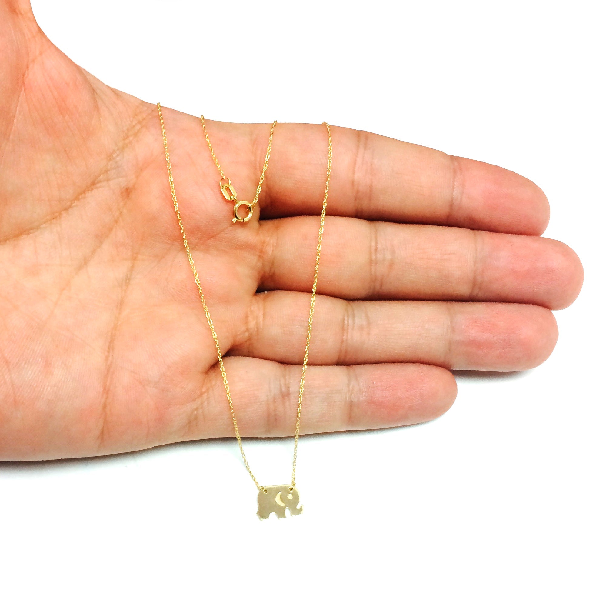 14K Yellow Gold Mini Baby Elephant Pendant Necklace, 16" To 18" Adjustable