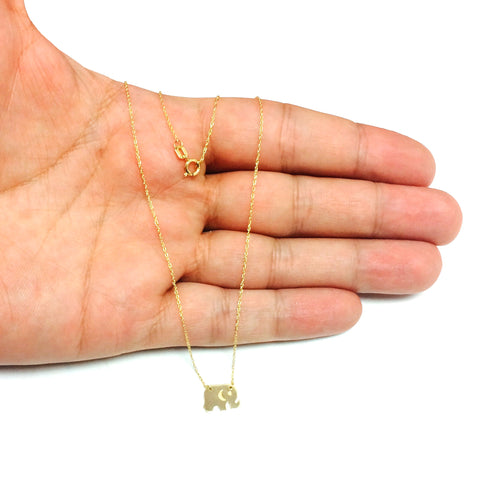 14K Yellow Gold Mini Baby Elephant Pendant Necklace, 16" To 18" Adjustable