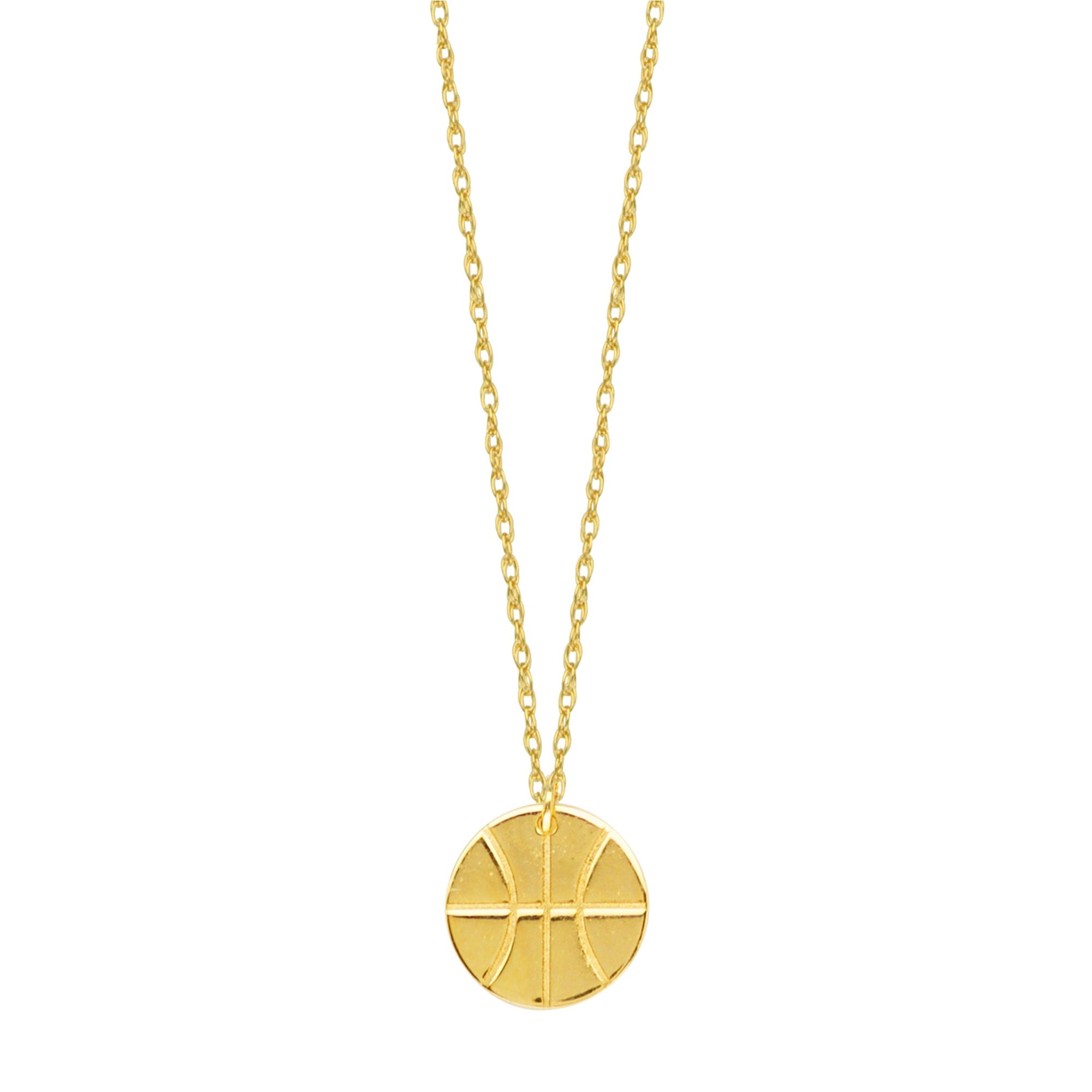 14K Yellow Gold Mini Basketball Pendant Necklace, 16" To 18" Adjustable - JewelryAffairs