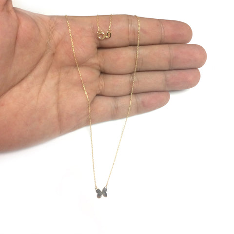 14K Yellow Gold Mini Butterfly Pendant Necklace, 16" To 18" Adjustable
