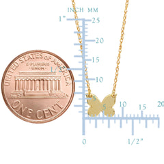 14K Yellow Gold Mini Butterfly Pendant Necklace, 16" To 18" Adjustable - JewelryAffairs
