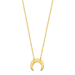 14K Yellow Gold Mini Crescent Moon Pendant Necklace, 16" To 18" Adjustable - JewelryAffairs
