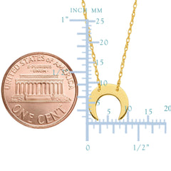 14K Yellow Gold Mini Crescent Moon Pendant Necklace, 16" To 18" Adjustable - JewelryAffairs