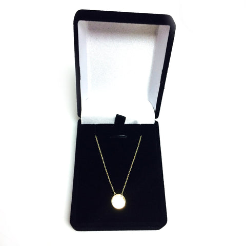 14K Yellow Gold Mini Engravable Disk Pendant Necklace, 16" To 18" Adjustable