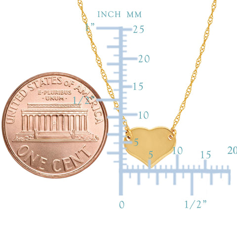 14K Yellow Gold Mini Heart Pendant Necklace, 16" To 18" Adjustable