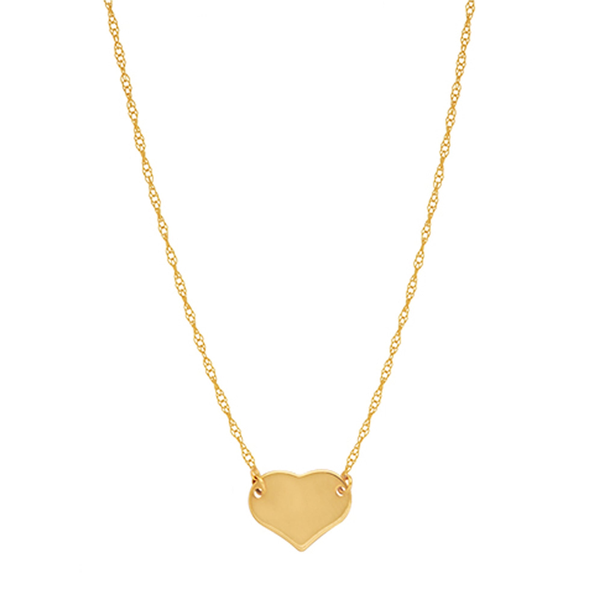 14K Yellow Gold Mini Heart Pendant Necklace, 16" To 18" Adjustable