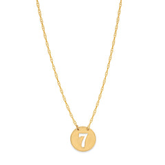 14K Yellow Gold Mini Lucky Number Seven Necklace, 16" To 18" Adjustable