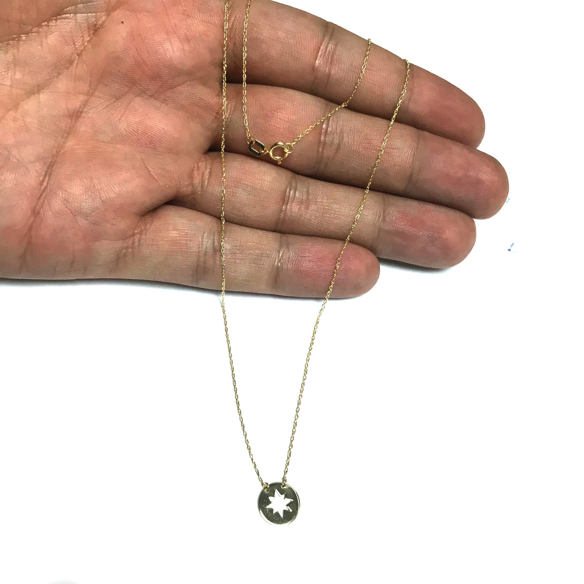 14K Yellow Gold Mini Northern Star Pendant Necklace, 16" To 18" Adjustable - JewelryAffairs