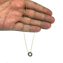 14K Yellow Gold Mini Northern Star Pendant Necklace, 16" To 18" Adjustable - JewelryAffairs