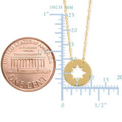14K Yellow Gold Mini Northern Star Pendant Necklace, 16" To 18" Adjustable - JewelryAffairs