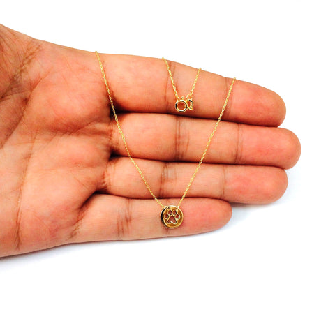 14K Yellow Gold Mini Paw Print Pendant Necklace, 16" To 18" Adjustable
