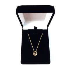 14K Yellow Gold Mini Paw Print Pendant Necklace, 16" To 18" Adjustable - JewelryAffairs