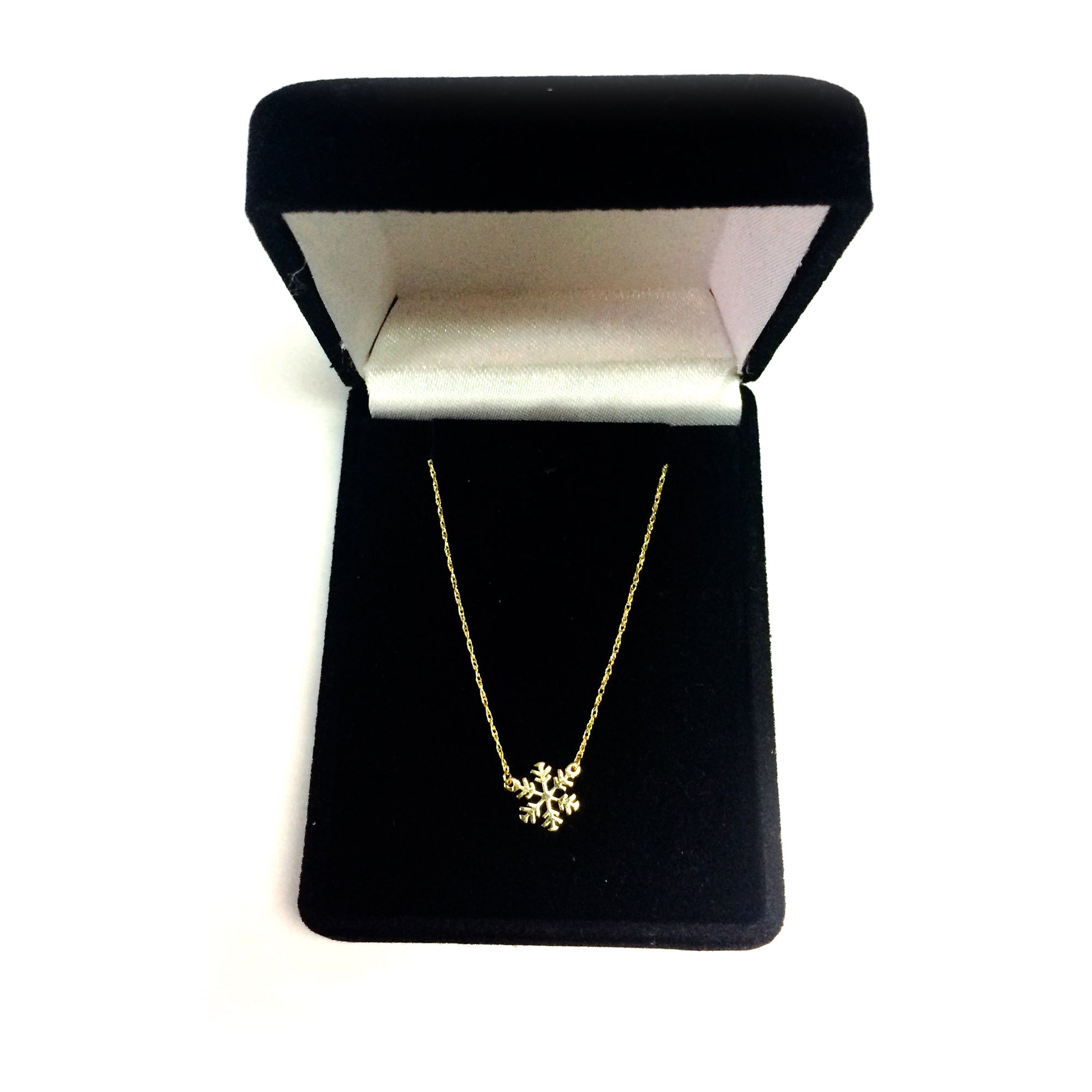 14K Yellow Gold Mini Snowflake Pendant Necklace, 16" To 18" Adjustable
