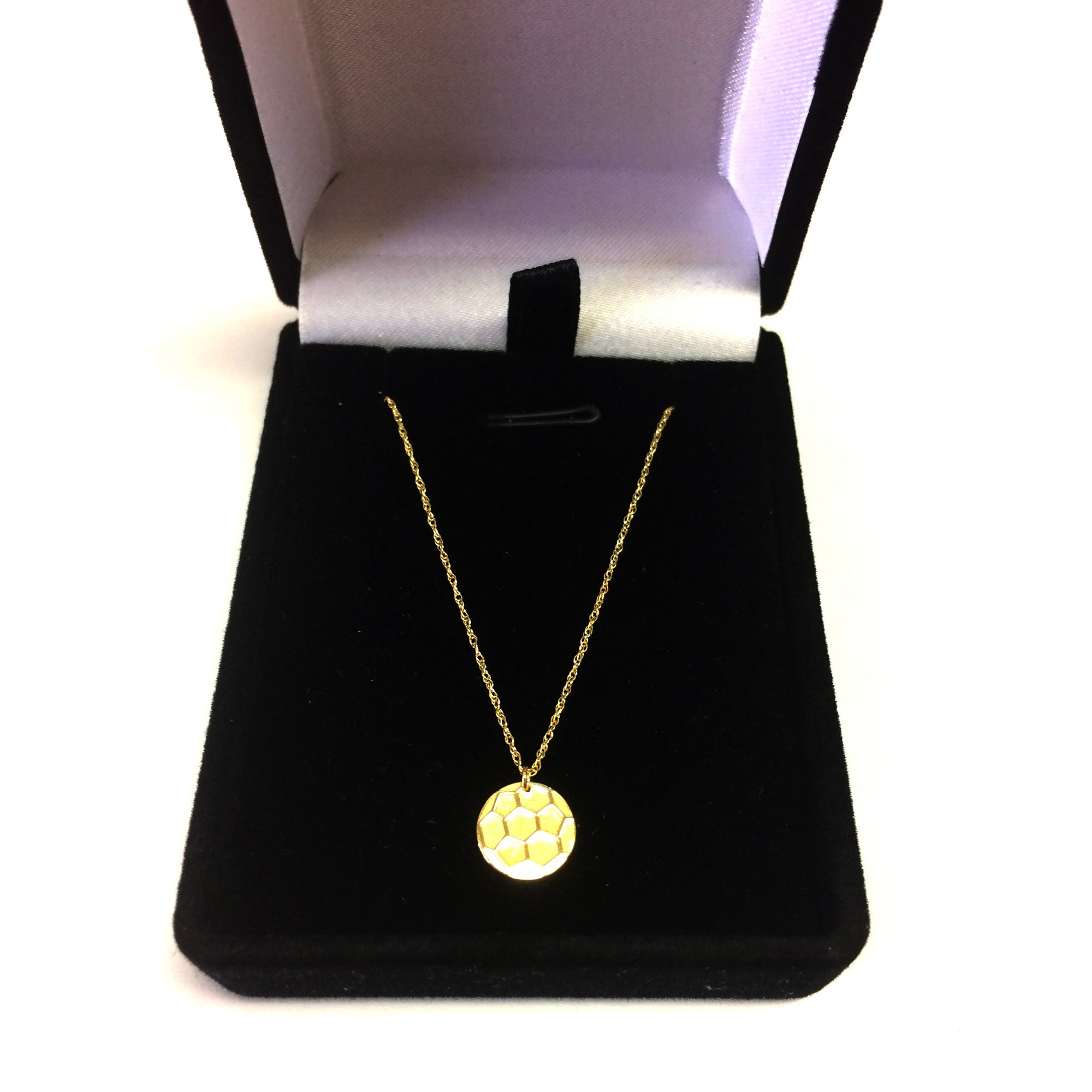 14K Yellow Gold Mini Soccer Ball Pendant Necklace, 16" To 18" Adjustable - JewelryAffairs