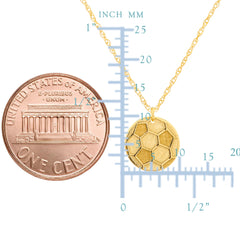 14K Yellow Gold Mini Soccer Ball Pendant Necklace, 16" To 18" Adjustable - JewelryAffairs
