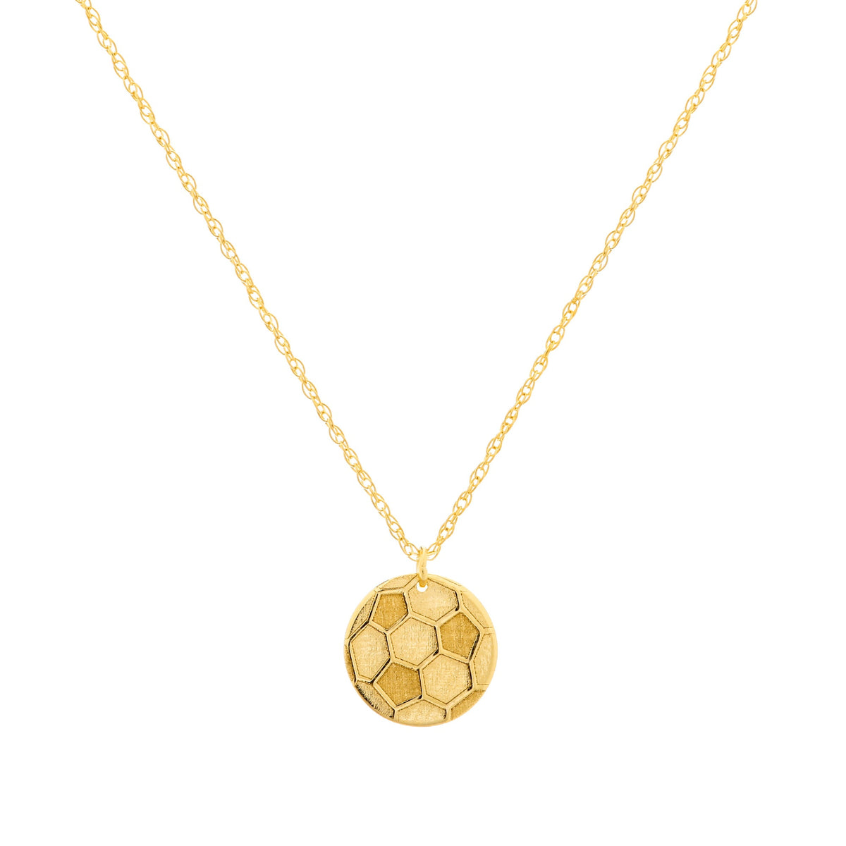 14K Yellow Gold Mini Soccer Ball Pendant Necklace, 16" To 18" Adjustable - JewelryAffairs