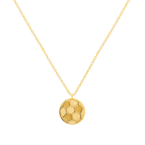 14K Yellow Gold Mini Soccer Ball Pendant Necklace, 16" To 18" Adjustable