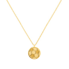 14K Yellow Gold Mini Soccer Ball Pendant Necklace, 16" To 18" Adjustable - JewelryAffairs