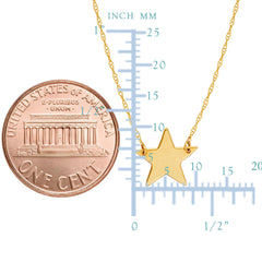 14K Yellow Gold Mini Star Pendant Necklace, 16" To 18" Adjustable - JewelryAffairs