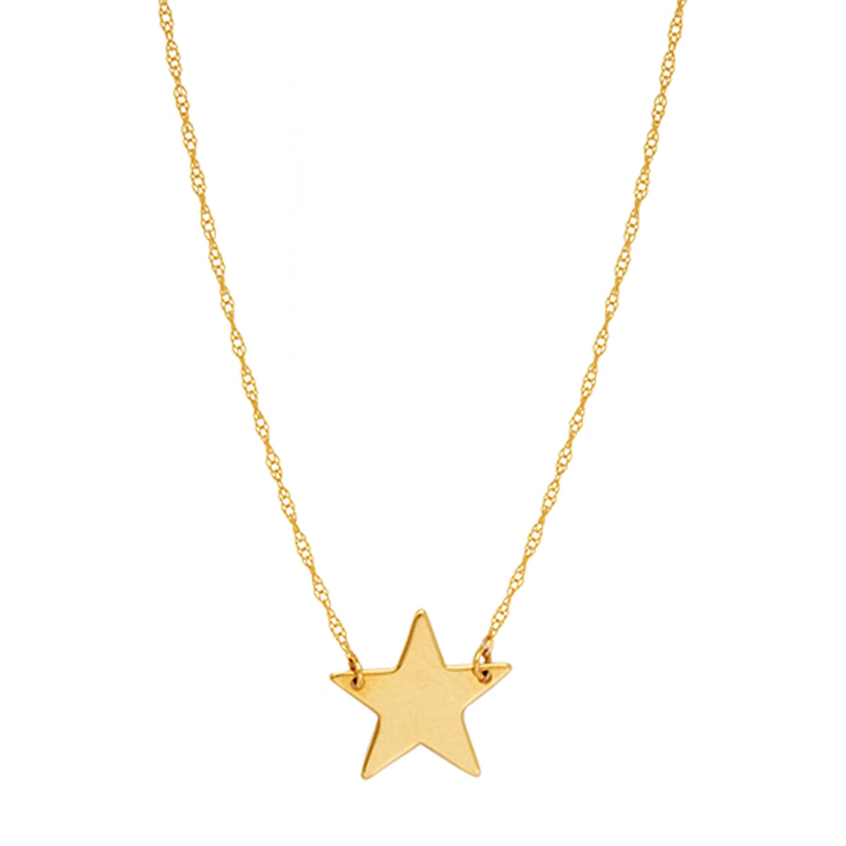 14K Yellow Gold Mini Star Pendant Necklace, 16" To 18" Adjustable - JewelryAffairs