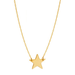 14K Yellow Gold Mini Star Pendant Necklace, 16" To 18" Adjustable - JewelryAffairs