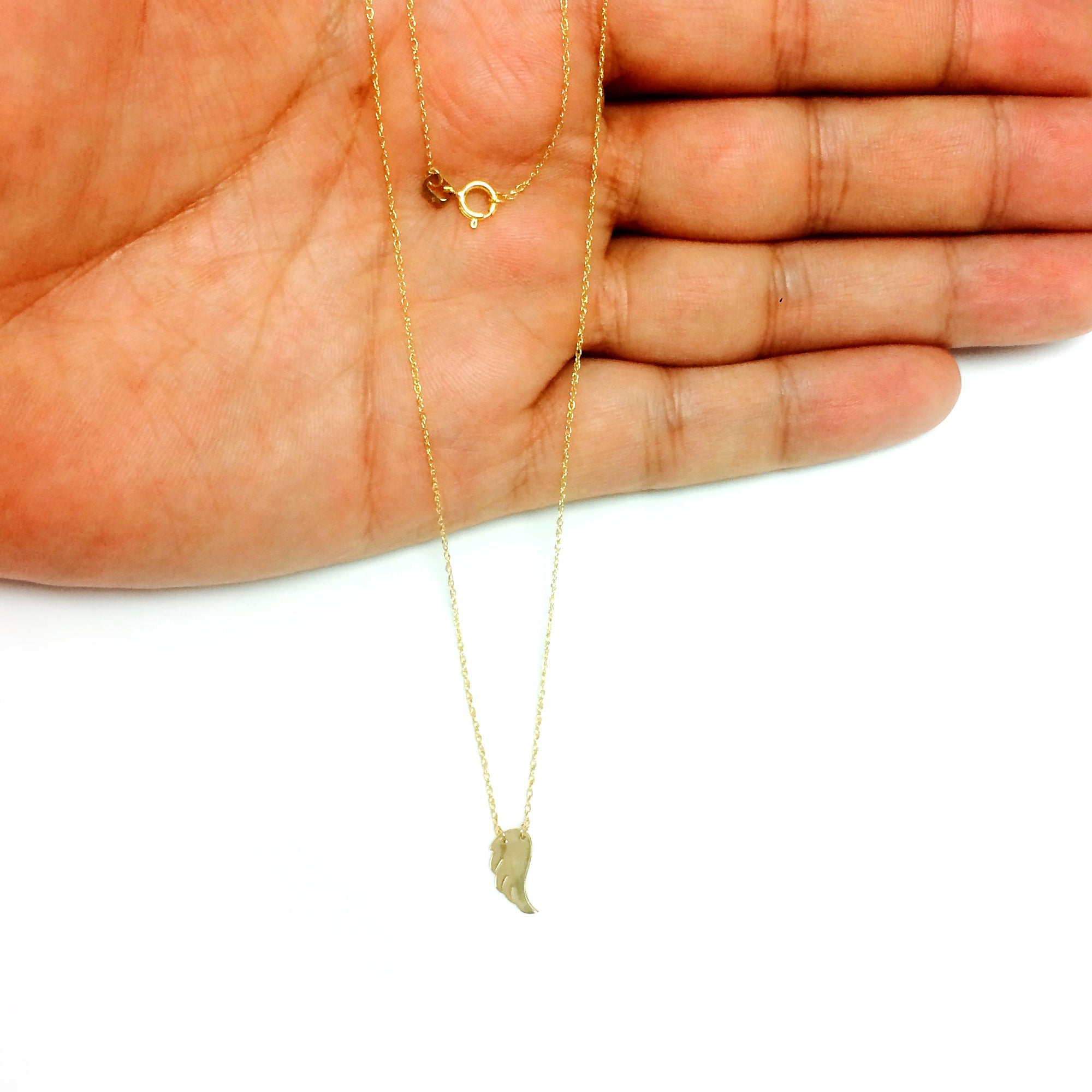 14K Yellow Gold Mini Wing Pendant Necklace, 16" To 18" Adjustable
