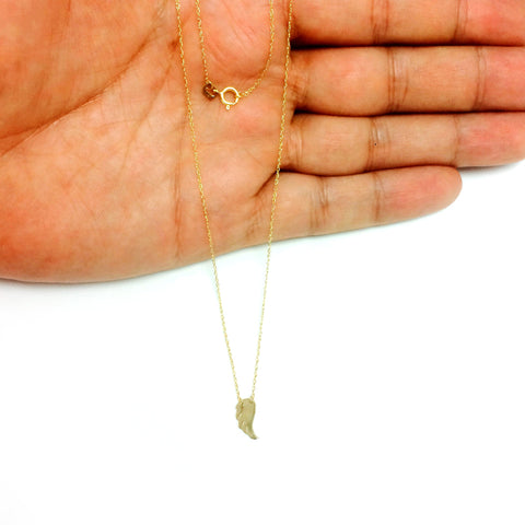14K Yellow Gold Mini Wing Pendant Necklace, 16" To 18" Adjustable