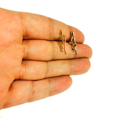 14K Yellow Gold Olive Tree Branch Climber Earrings - JewelryAffairs