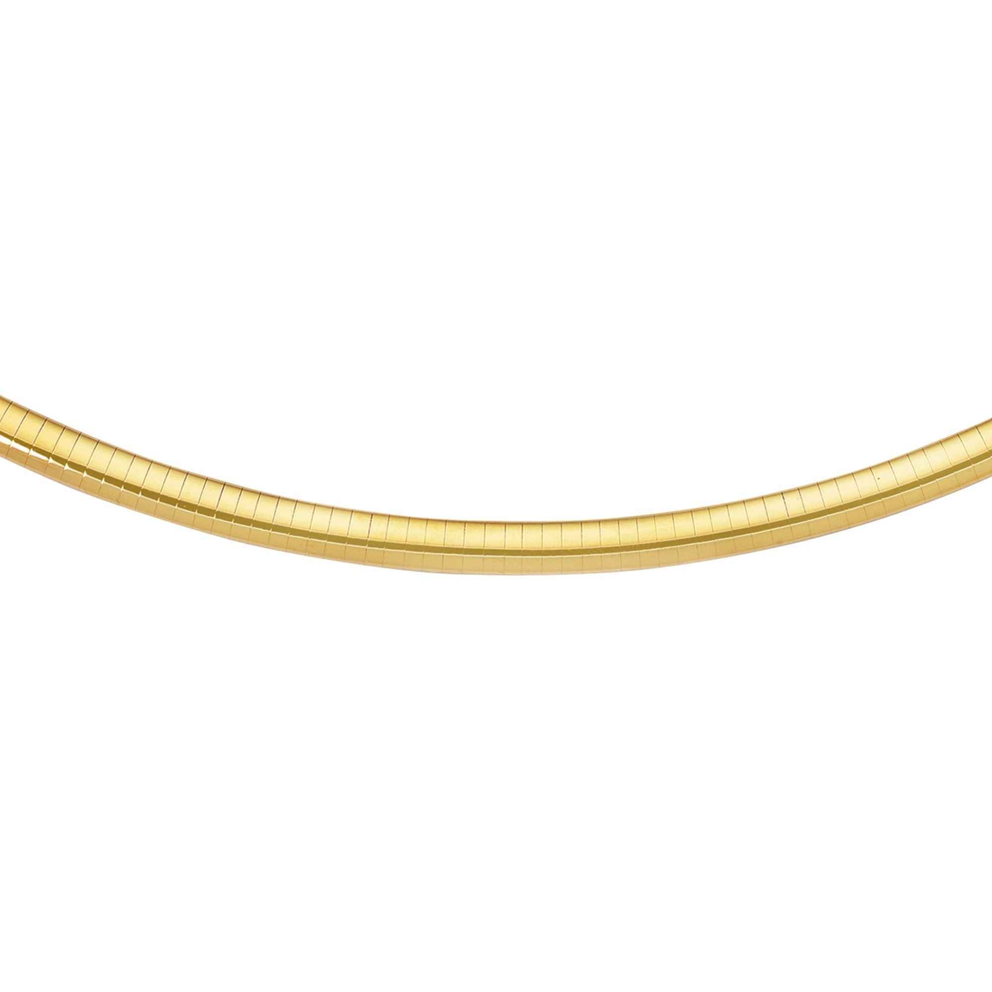 14k Yellow Gold Omega Chain Chocker Necklace, 3mm - JewelryAffairs