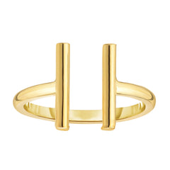 14K Yellow Gold Open Ring With Parallel T Bar Ends, Size 7 - JewelryAffairs