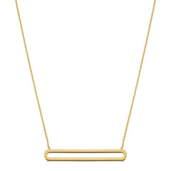 14K Yellow Gold Oval Bar Pendant Necklace, 18"