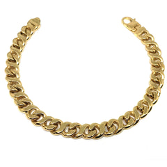 14k Yellow Gold Oval Curb Link Mens Bracelet, 8.5" - JewelryAffairs