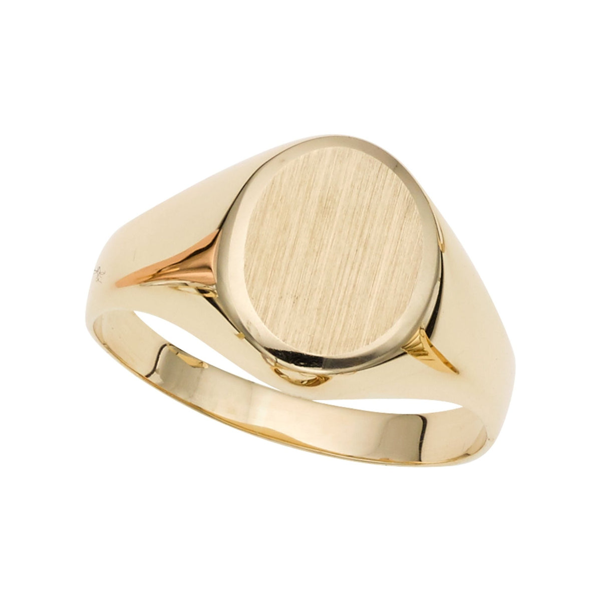 14k Yellow Gold Oval Disc Signet Womens Ring, 7 - JewelryAffairs