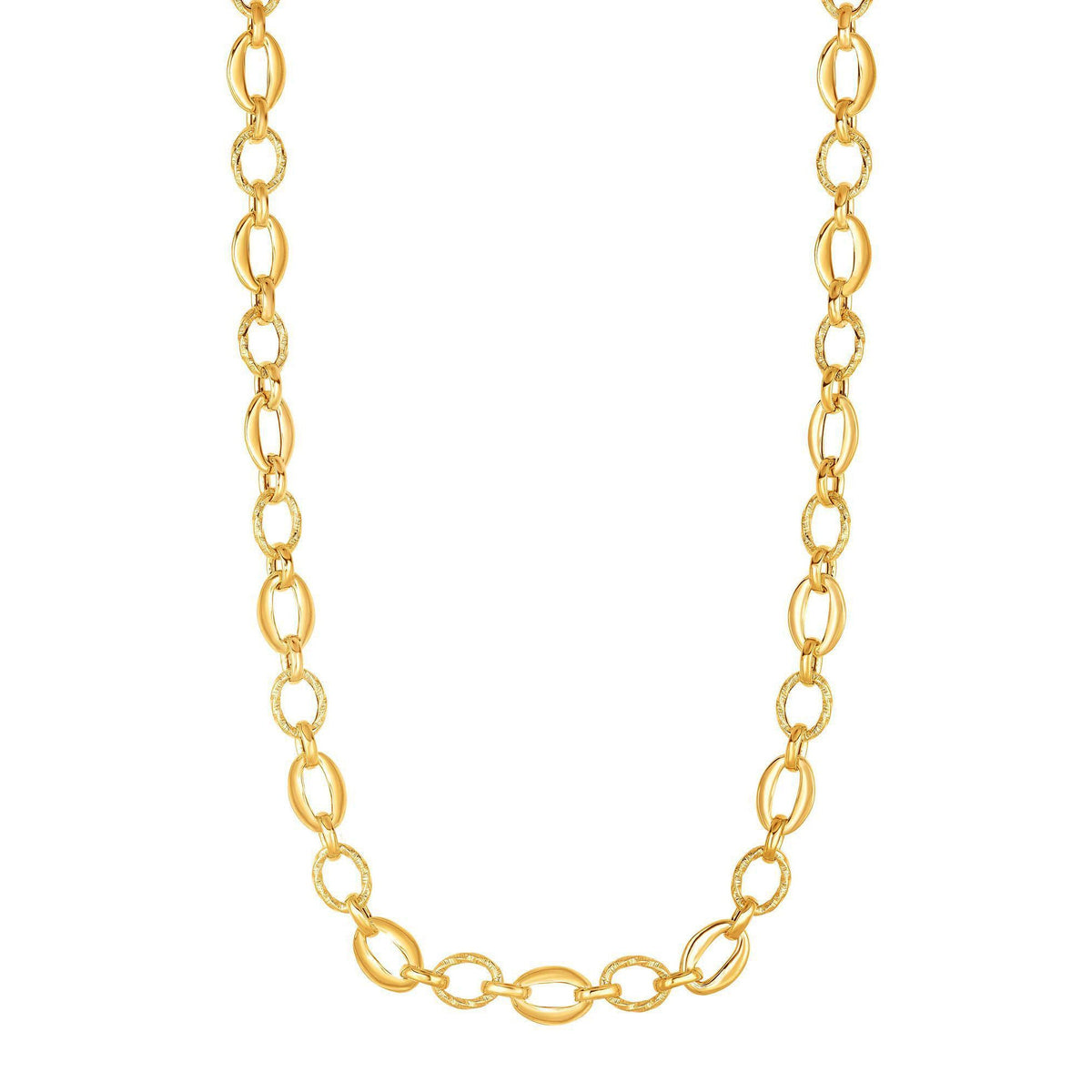 14k Yellow Gold Oval Link Chain Womens Necklace, 18" - JewelryAffairs