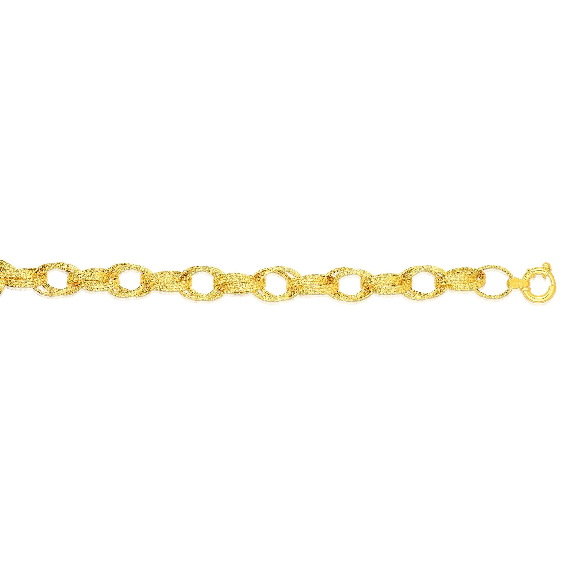 14k Yellow Gold Oval Link Fancy Bracelet, 7.25" - JewelryAffairs