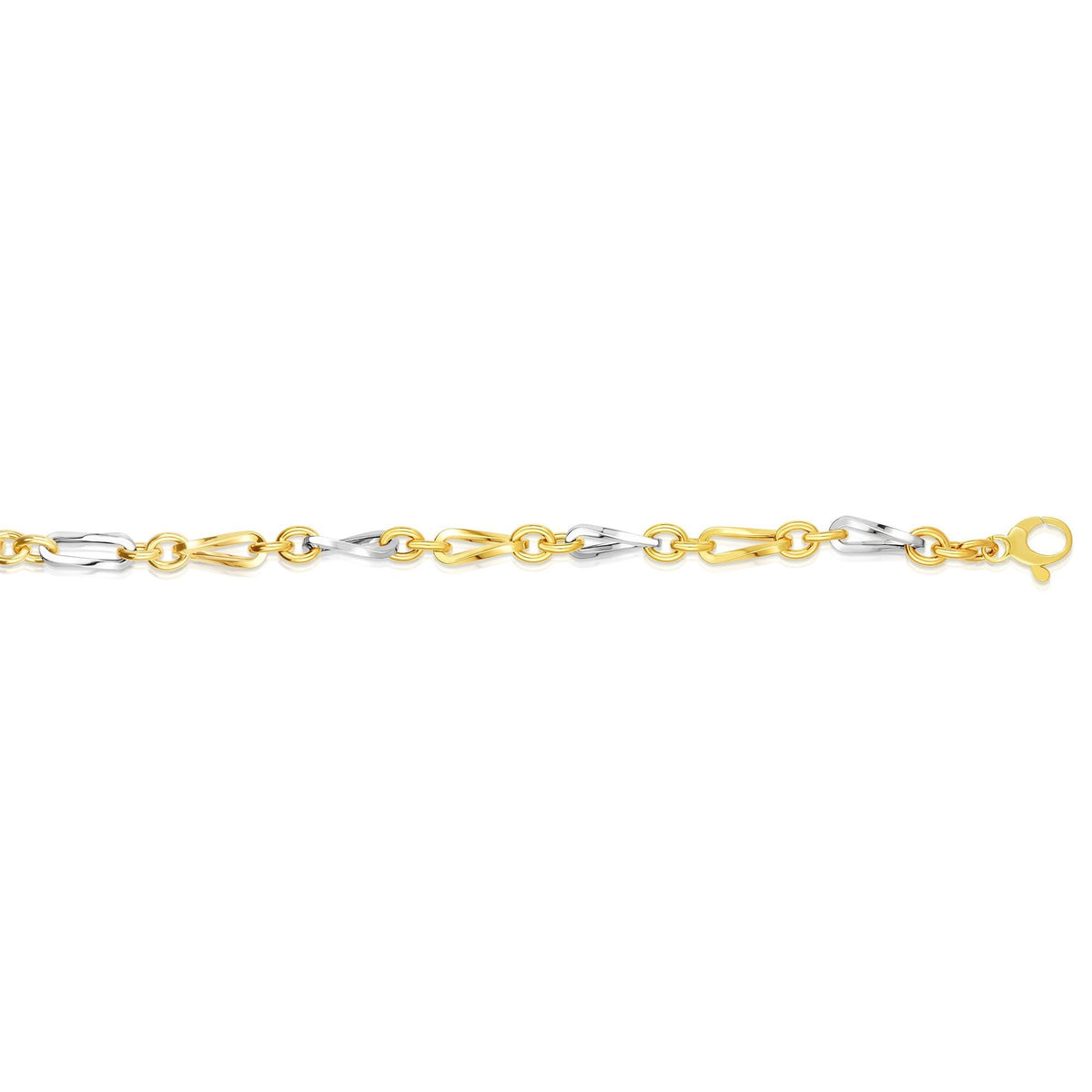 14k Yellow Gold Oval Link Fancy Bracelet, 7.75" - JewelryAffairs