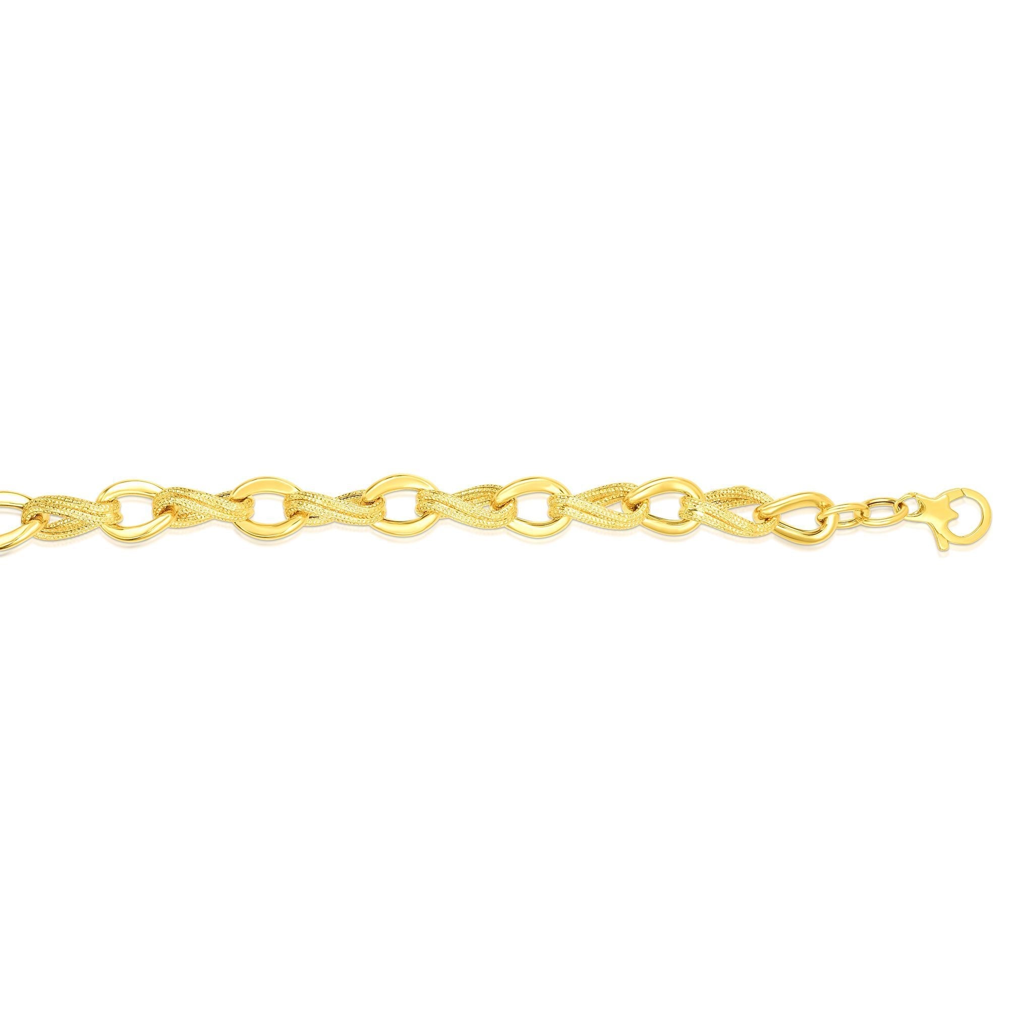 14k Yellow Gold Oval Link Fancy Bracelet, 8" - JewelryAffairs