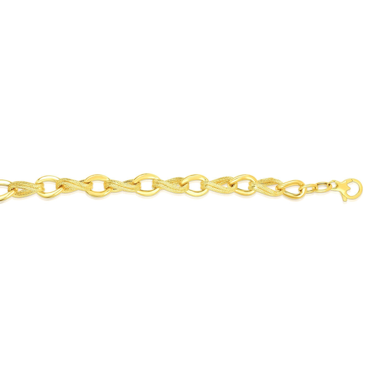 14k Yellow Gold Oval Link Fancy Bracelet, 8" - JewelryAffairs