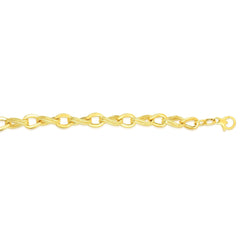 14k Yellow Gold Oval Link Fancy Bracelet, 8" - JewelryAffairs