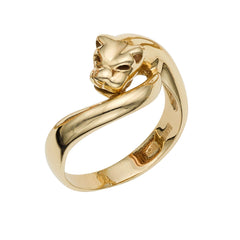 14k Yellow Gold Panther Signet Womens Ring, 7 - JewelryAffairs