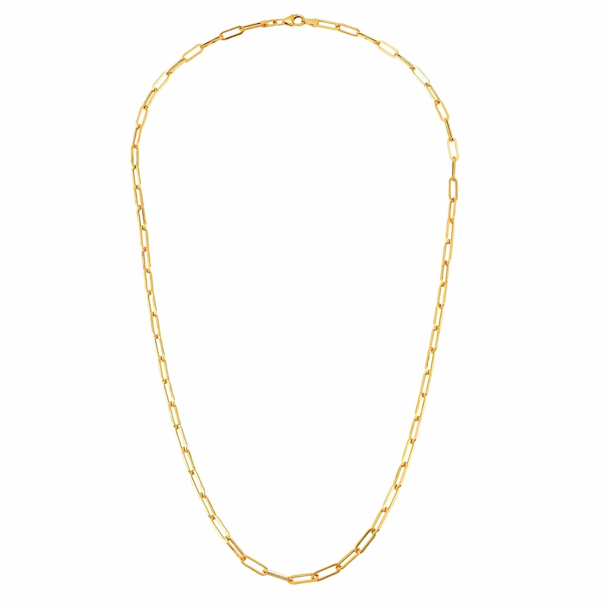 14k Yellow Gold Paperclip Chain Bracelet, 7" - JewelryAffairs